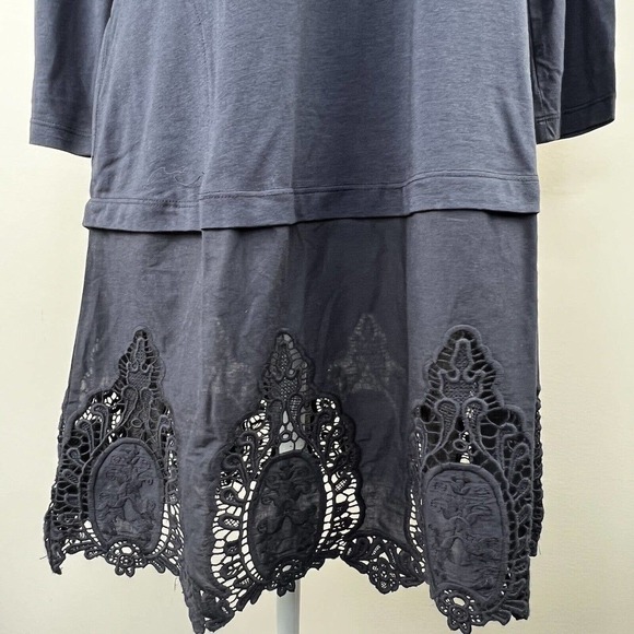 LOGO Lori Goldstein Navy Lace Hem Tunic Top Size XXS Dress - Picture 4 of 11